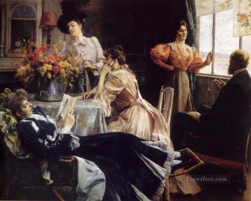 在宅女性 ジュリアス・ルブラン・スチュワート Oil Paintings
